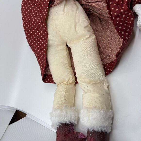 Hand Made Paper Mache Snow Girl Hand Made Shoes Face and Hands Red Dress - Picture 7 of 7